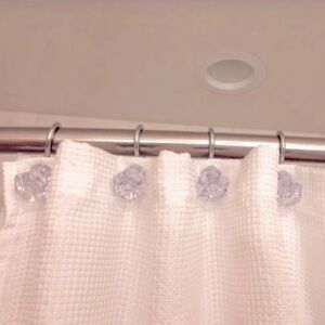 12 Hooks Easy Glide Shower Curtain Crystal Silver Rust Resistant Steel